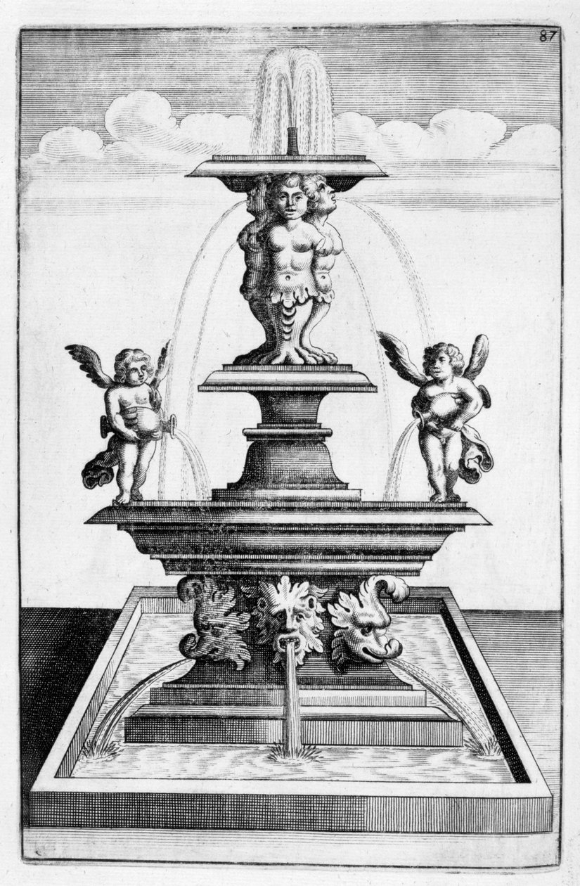 Suihkulähteen suunnittelu, 1664 tekijältä Georg Andreas Bockler