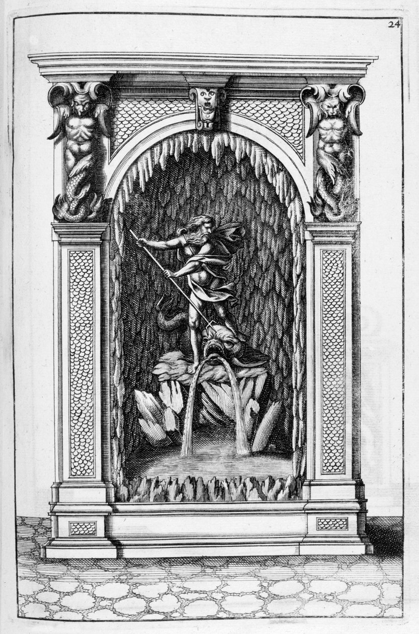 Suihkulähde, luolasuunnittelu, 1664. tekijältä Georg Andreas Bockler