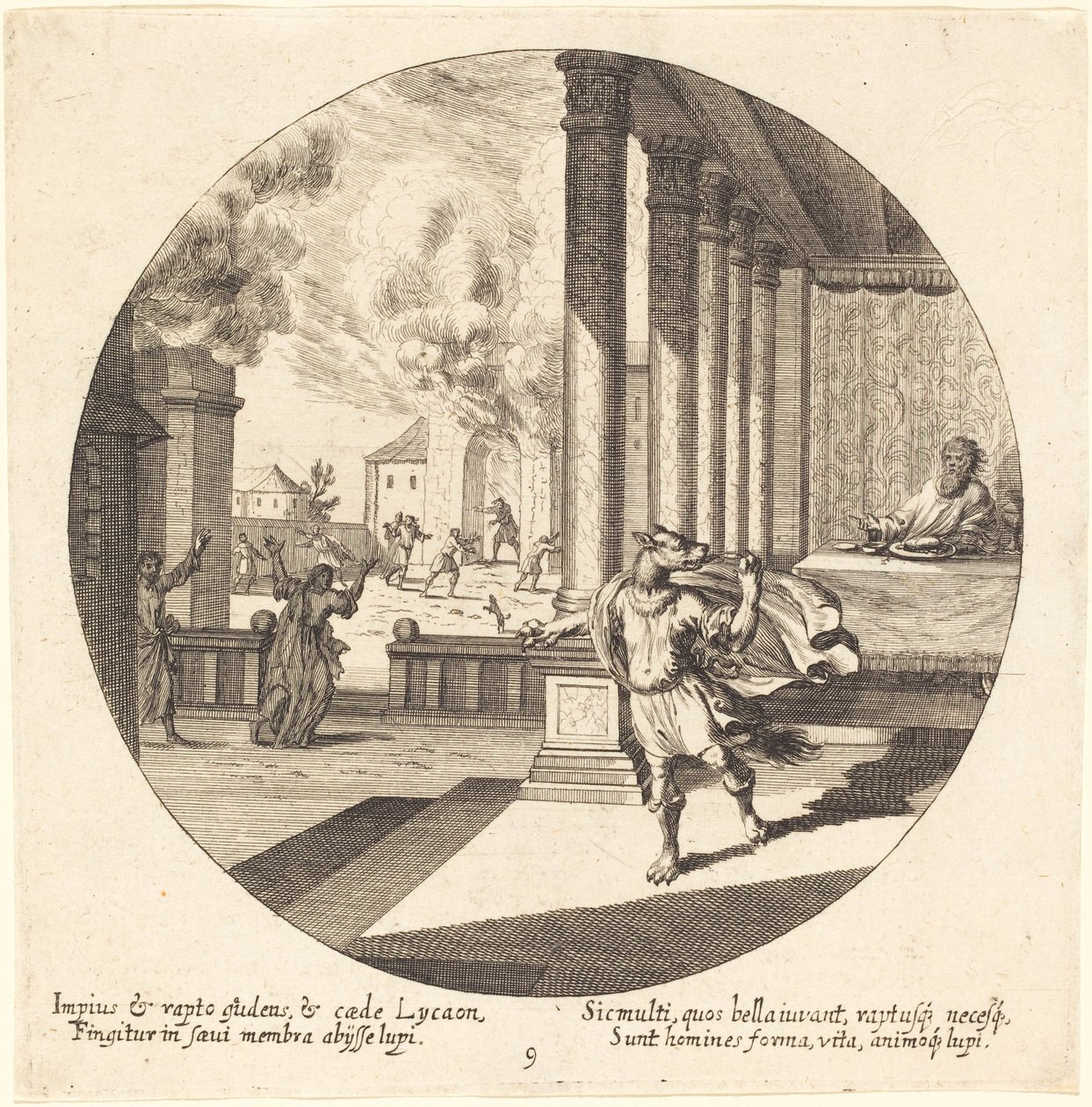 Jove muuttaa Lycaonin sudeksi tekijältä Georg Andreas Wolfgang the Elder