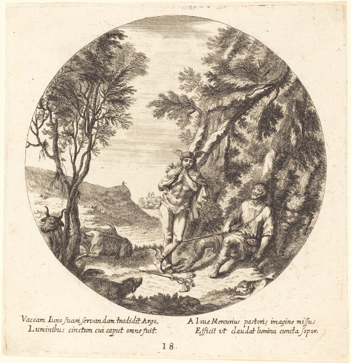 Mercury tuudittaa Argosin nukkumaan tekijältä Georg Andreas Wolfgang the Elder