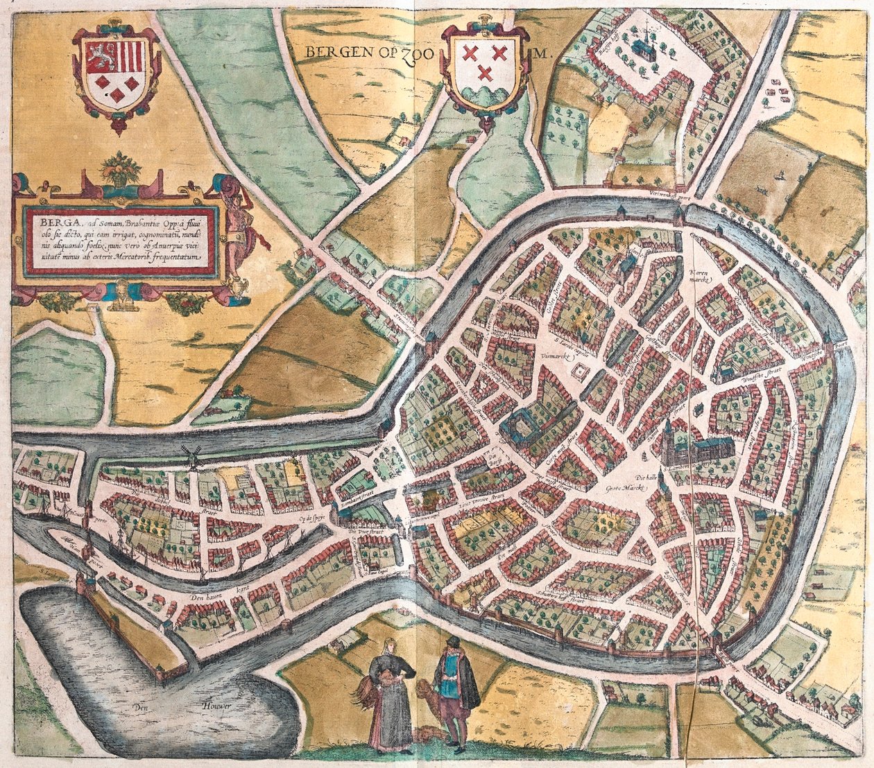 Bergen, Norja, Georg Braunin teoksessa "Civitates Orbis Terrarum", Köln 1617. tekijältä Georg Braun