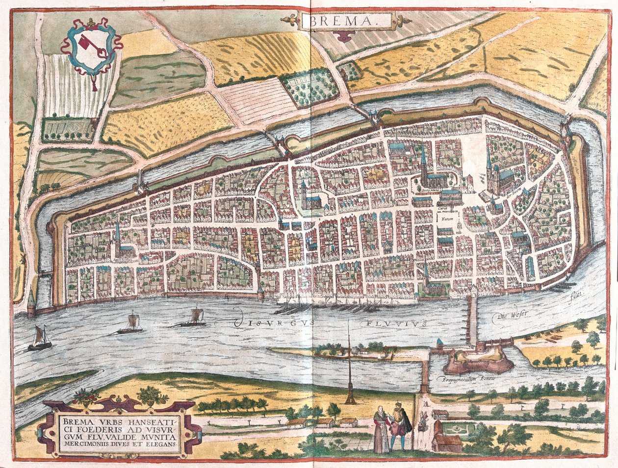 Bremen, Saksa - Georg Braunin teoksessa "Civitates Orbis Terrarum", Köln 1617. tekijältä Georg Braun