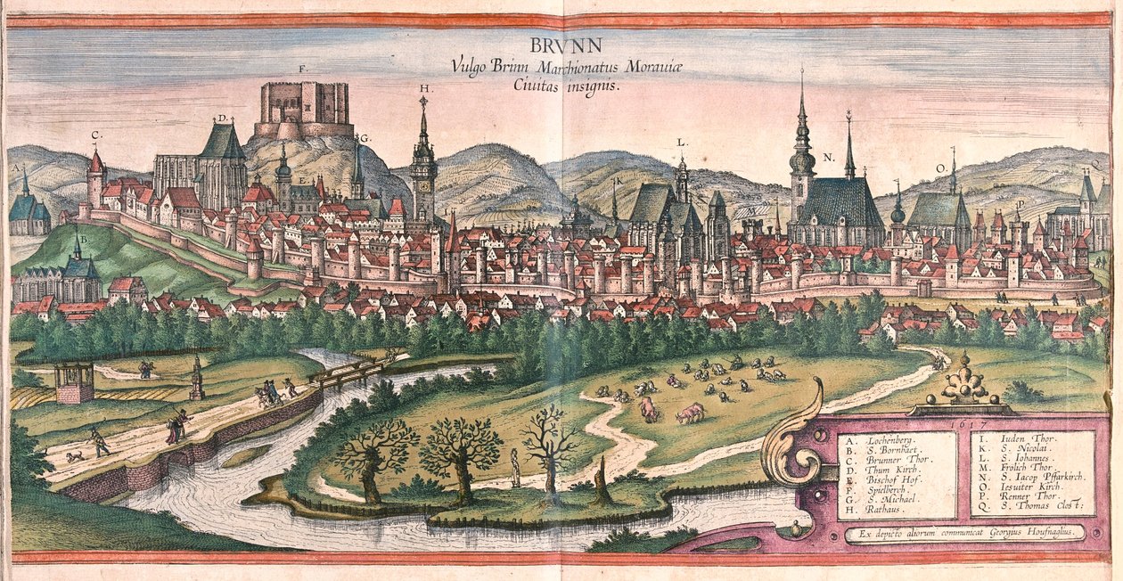 Brno (Moravia), Tšekin tasavalta - Georg Braunin "Civitates Orbis Terrarum", Köln 1617. tekijältä Georg Braun
