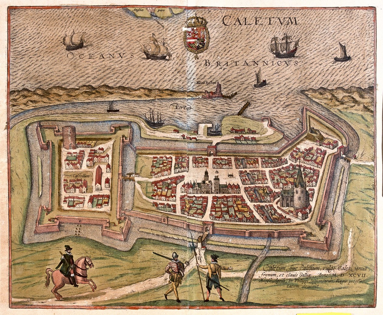 Calais, Ranska - Georg Braunin teoksessa "Civitates Orbis Terrarum", Köln 1617. tekijältä Georg Braun