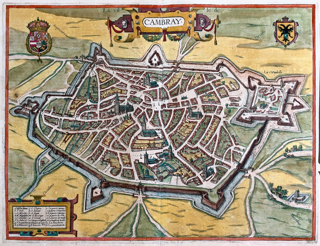 Cambrai, Ranska - Georg Braunin teoksessa "Civitates Orbis Terrarum", Köln 1617. tekijältä Georg Braun