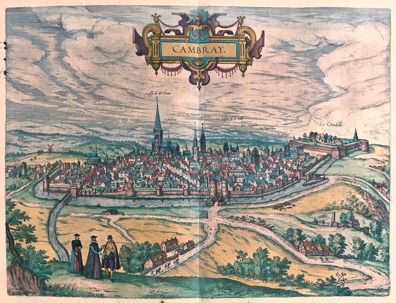Cambrai, Ranska - Georg Braunin teoksessa "Civitates Orbis Terrarum", Köln 1617. tekijältä Georg Braun