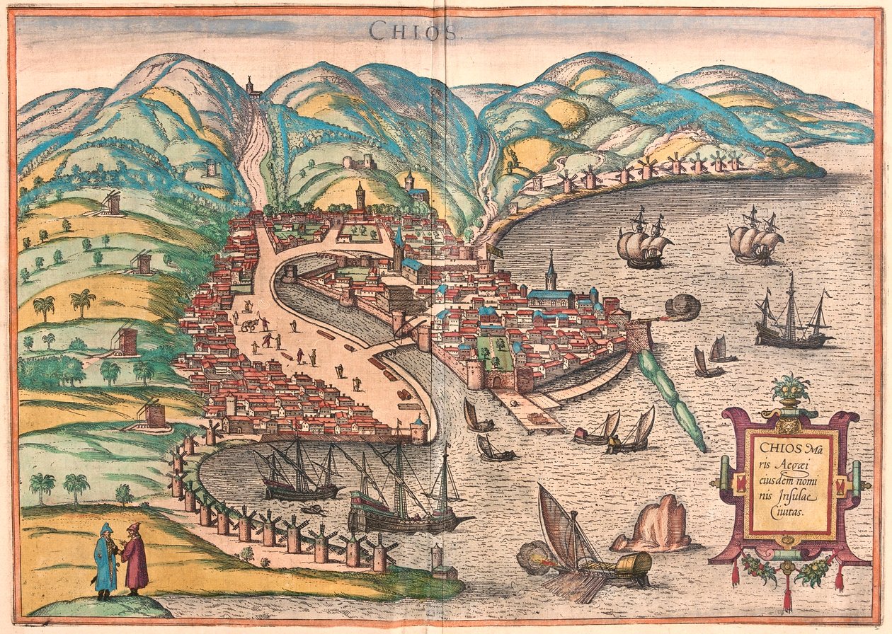 Chios, Kreikka - Georg Braunin teoksessa "Civitates Orbis Terrarum", Köln 1617. tekijältä Georg Braun