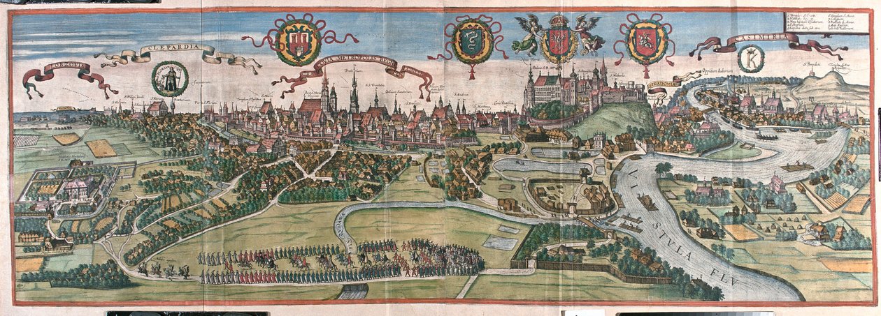 Krakova, Puola - Georg Braunin teoksessa "Civitates Orbis Terrarum", Köln 1617. tekijältä Georg Braun