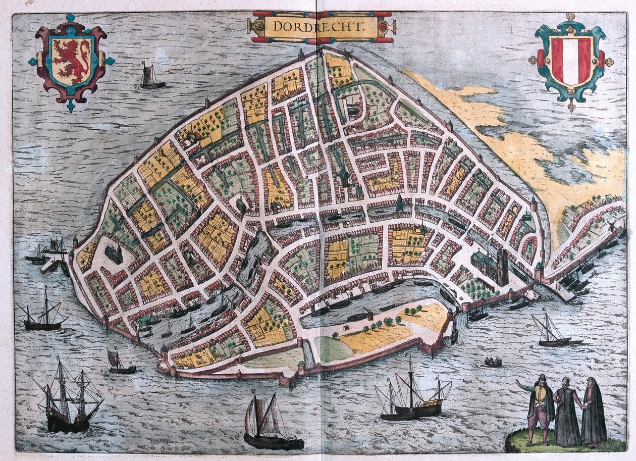 Dordrecht, Alankomaat - Georg Braunin "Civitates Orbis Terrarum", Köln 1617. tekijältä Georg Braun
