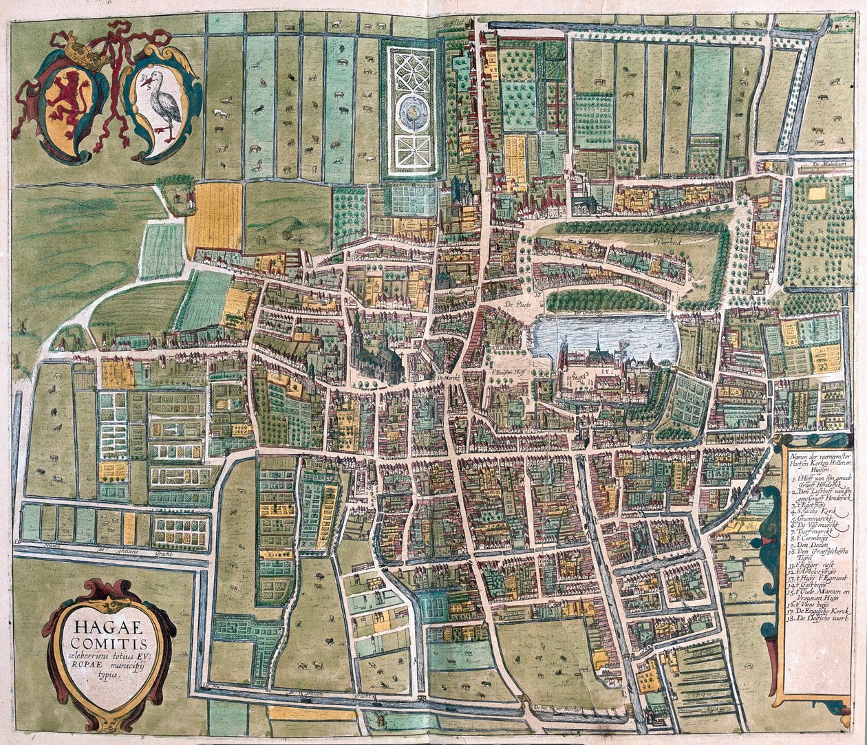 Haag, Alankomaat - Georg Braunin teoksessa "Civitates Orbis Terrarum", Köln 1617. tekijältä Georg Braun