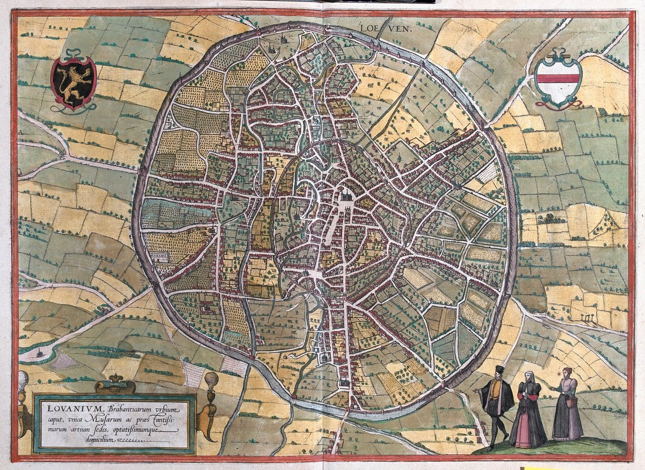 Leuven, Belgia, Georg Braunin "Civitates Orbis Terrarum" -teoksessa, Köln 1617. tekijältä Georg Braun