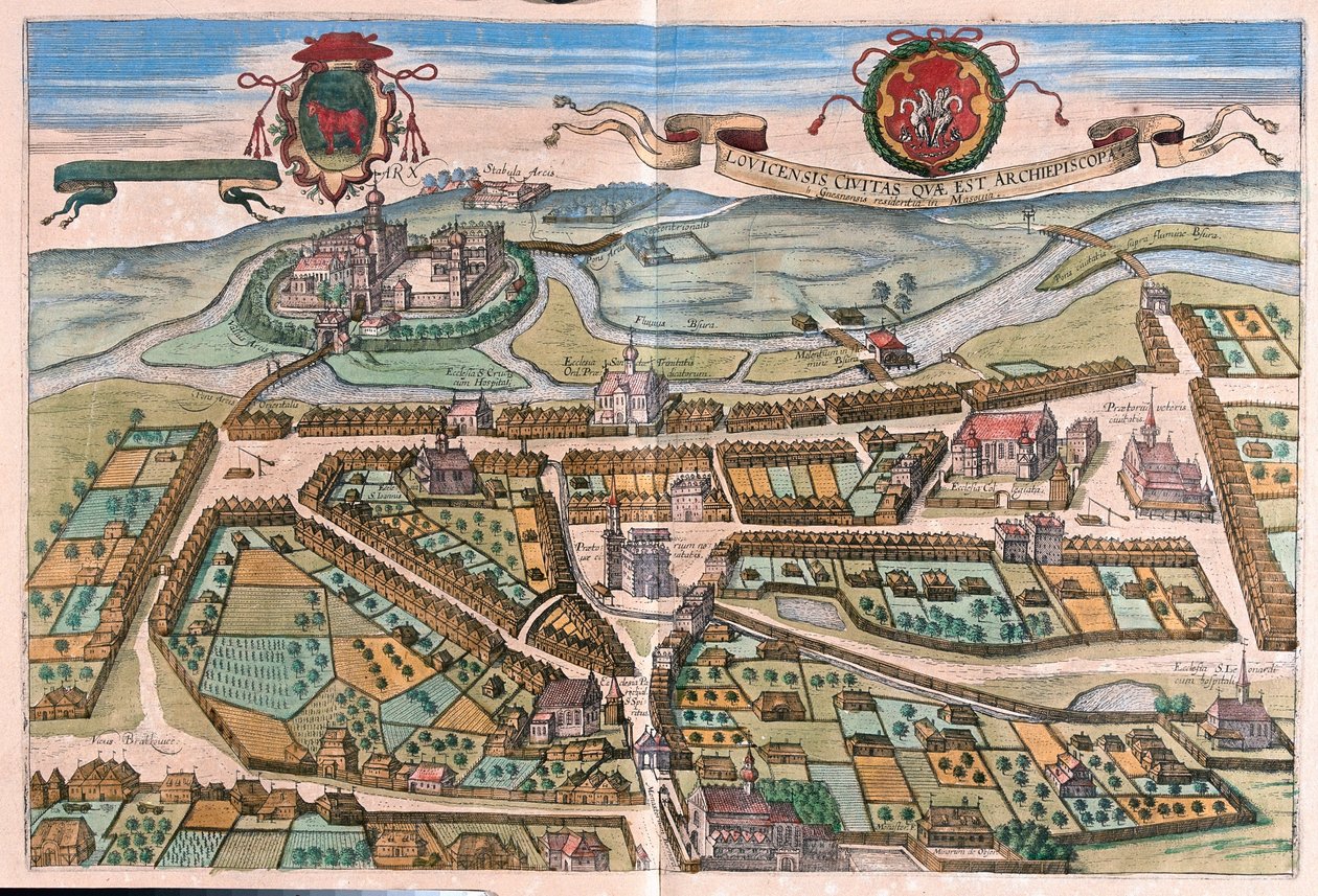 Lowicz, Puola - Georg Braunin "Civitates Orbis Terrarum", Köln 1617. tekijältä Georg Braun