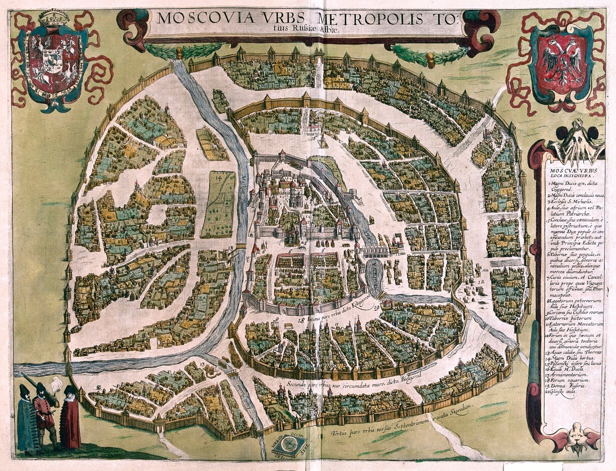 Moskova, Venäjä - Georg Braunin teoksessa "Civitates Orbis Terrarum", Köln 1617. tekijältä Georg Braun