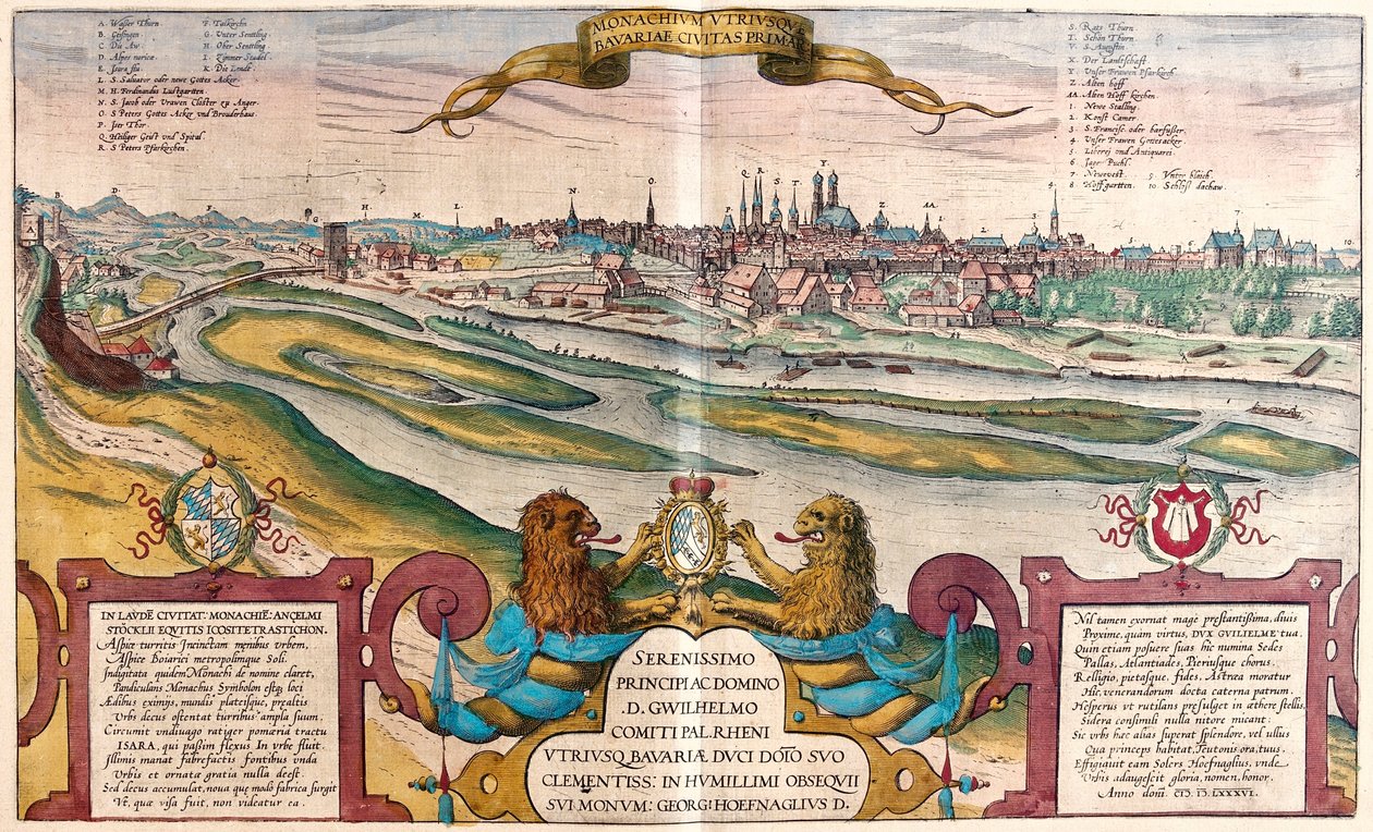 München, Saksa - Georg Braunin teoksessa "Civitates Orbis Terrarum", Köln 1617. tekijältä Georg Braun
