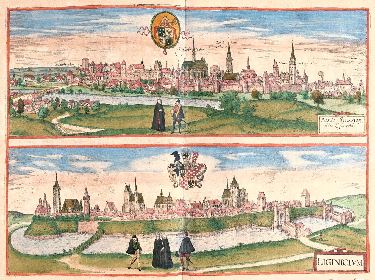 Nysa - Legnica, Puola - Georg Braunin teoksessa "Civitates Orbis Terrarum", Köln 1617. tekijältä Georg Braun
