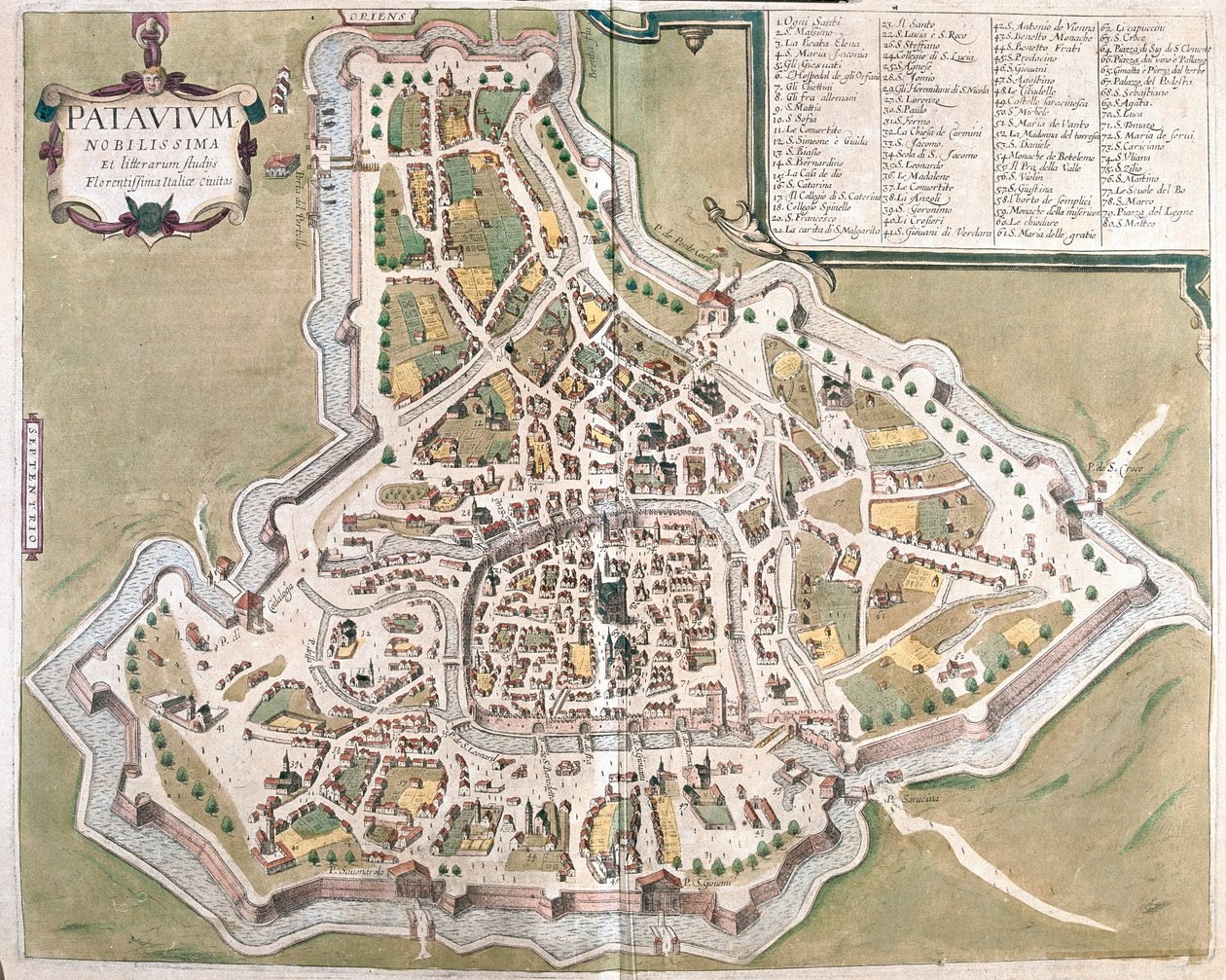 Padova, Italia - Georg Braunin teoksessa "Civitates Orbis Terrarum", Köln 1617. tekijältä Georg Braun