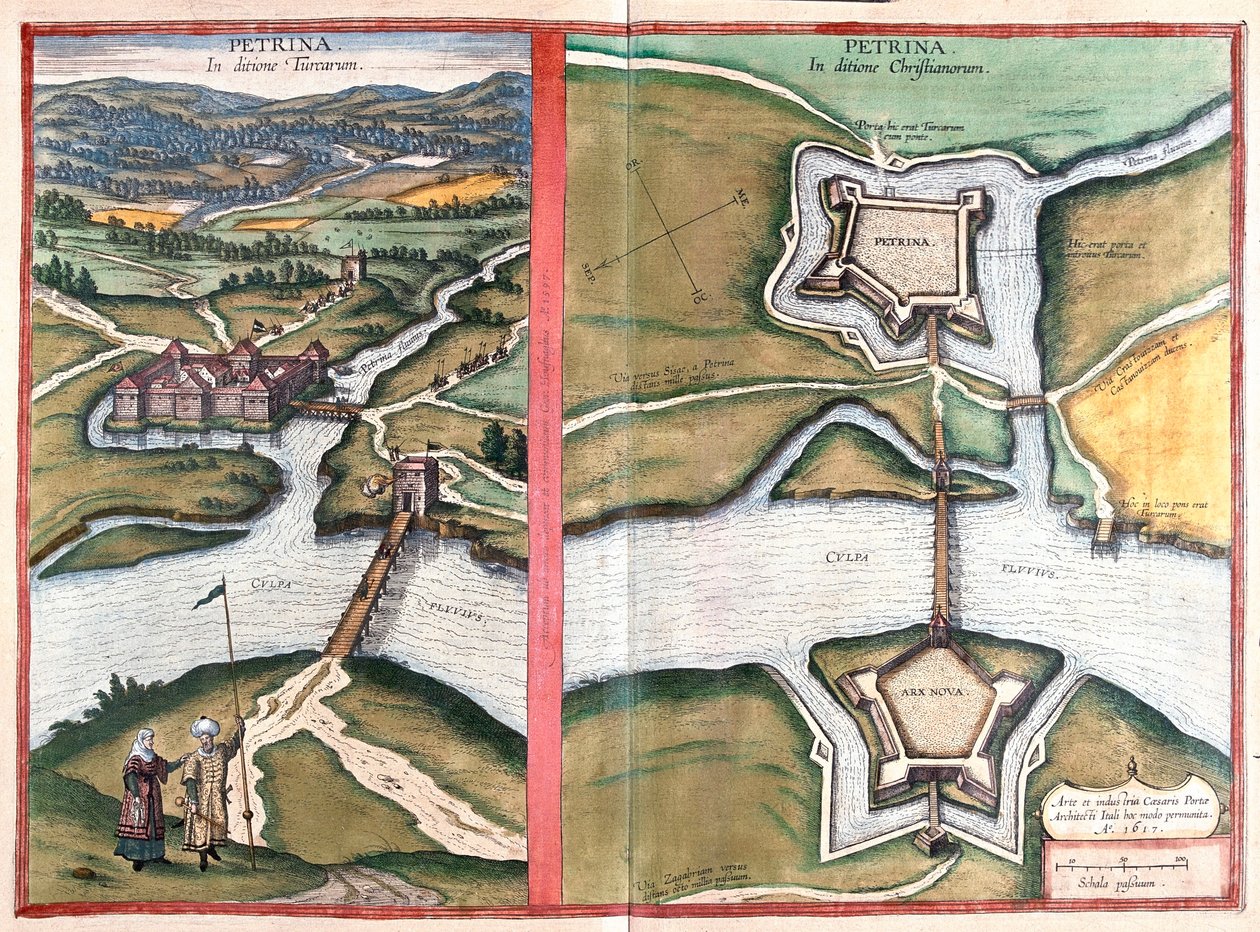 Petrinja, Kroatia - teoksessa "Civitates Orbis Terrarum", Georg Braun, Köln 1617. tekijältä Georg Braun