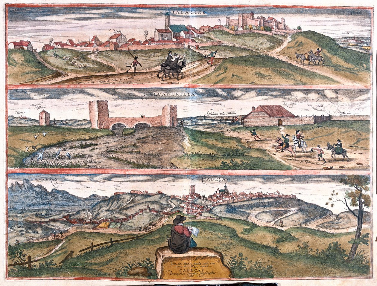 Plasencia - Alcantara - Cabezas, Espanja - teoksessa "Civitates Orbis Terrarum", Georg Braun, Köln 1617. tekijältä Georg Braun