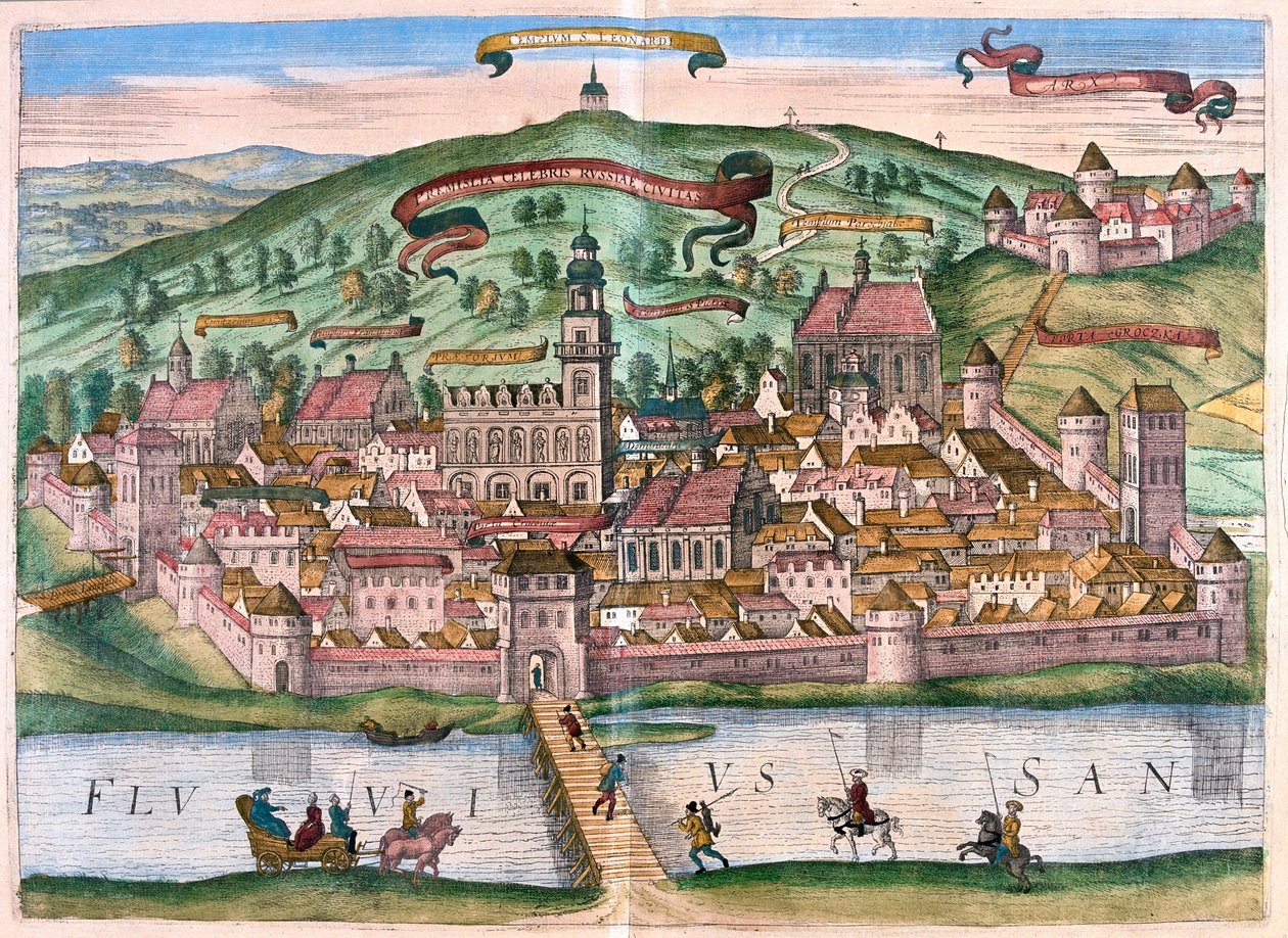 Przemysl, Puola - Georg Braunin "Civitates Orbis Terrarum", Köln 1617. tekijältä Georg Braun