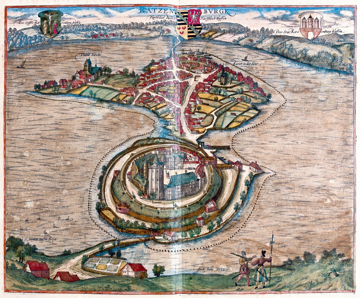 Ratzeburg, Saksa - Georg Braunin teoksessa "Civitates Orbis Terrarum", Köln 1617. tekijältä Georg Braun