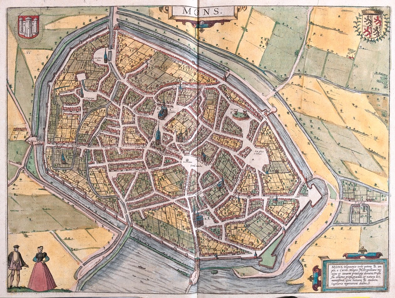 Ruen, Nimes ja Bordeaux, Ranska - Georg Braunin teoksessa "Civitates Orbis Terrarum", Köln 1617. tekijältä Georg Braun