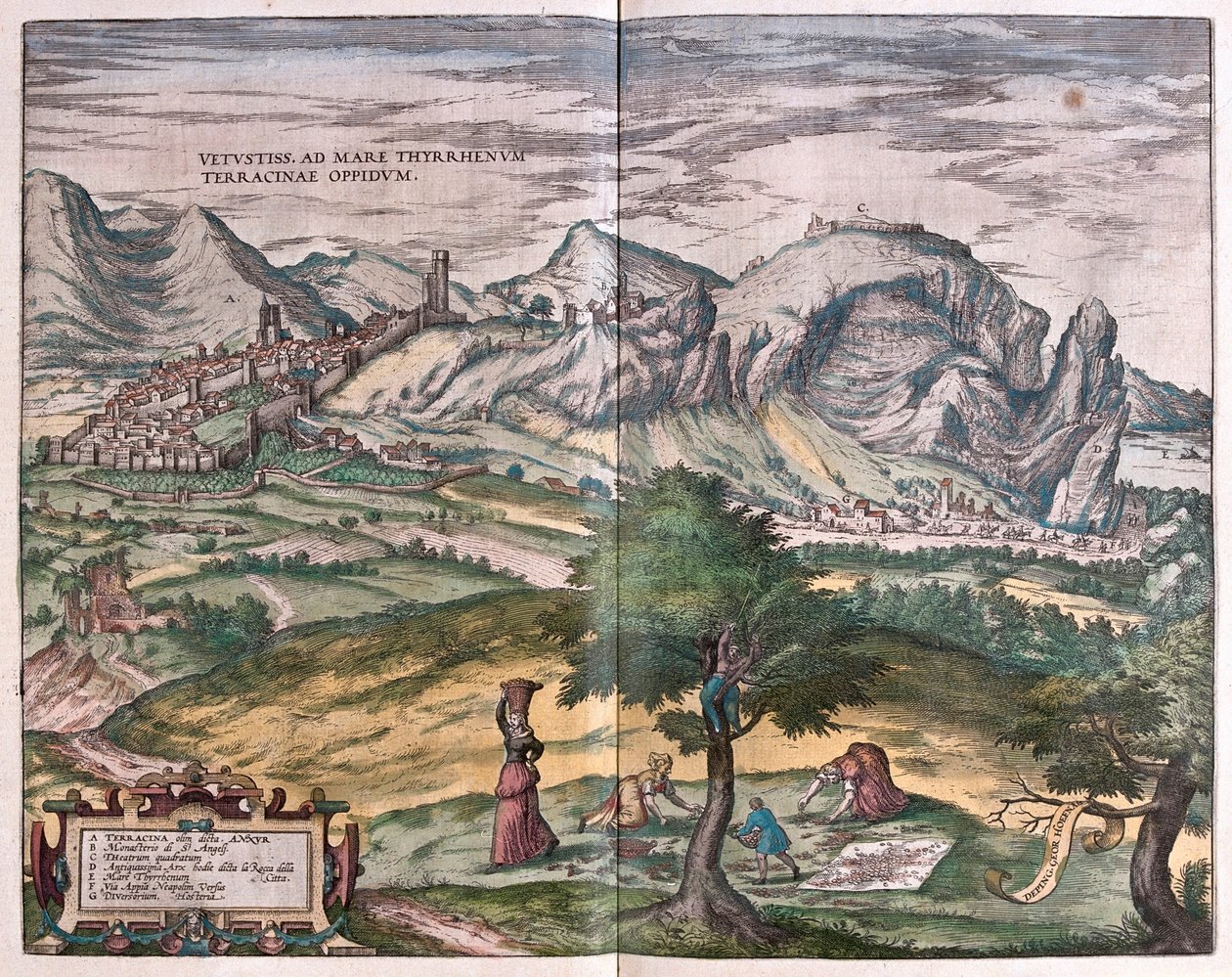 Terracina, Italia - teoksessa "Civitates Orbis Terrarum", Georg Braun, Köln 1617. tekijältä Georg Braun
