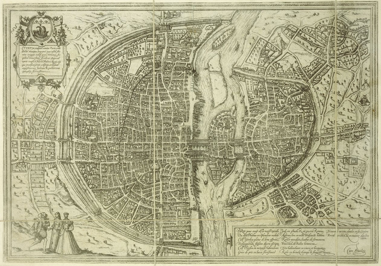 Pariisin kaupunkisuunnitelma, 1572 tekijältä Georg Braun