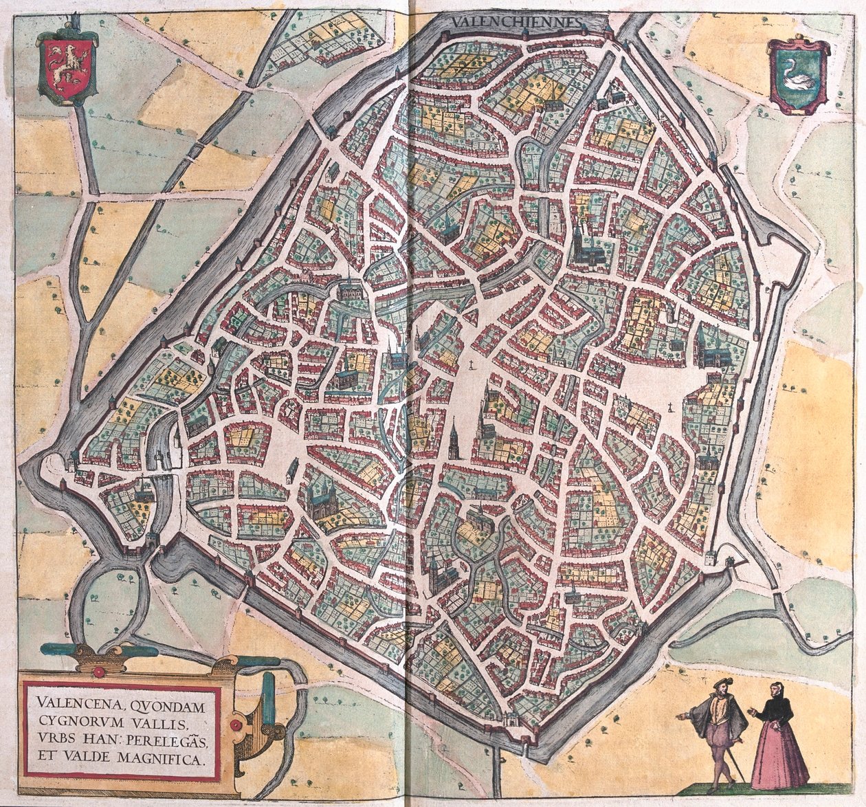 Valencena, Bruxelles - Georg Braunin teoksessa "Civitates Orbis Terrarum", Köln 1617. tekijältä Georg Braun