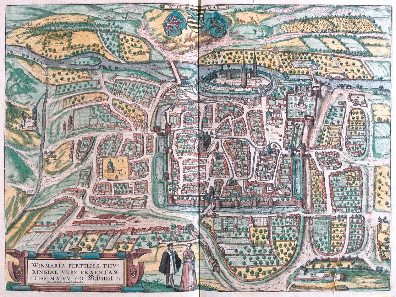 Weimar, Saksa - Georg Braunin teoksessa "Civitates Orbis Terrarum", Köln 1617. tekijältä Georg Braun