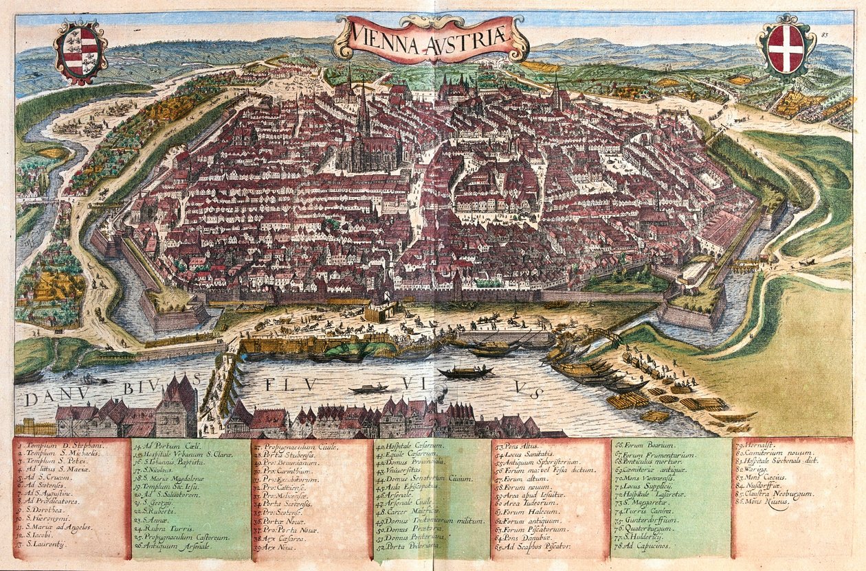 Wien, Itävalta - Georg Braunin teoksessa "Civitates Orbis Terrarum", Köln 1617. tekijältä Georg Braun
