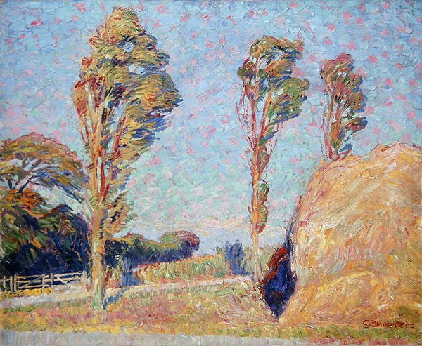 Poplars in the Wind (öljy kankaalle) tekijältä Georg Burmester