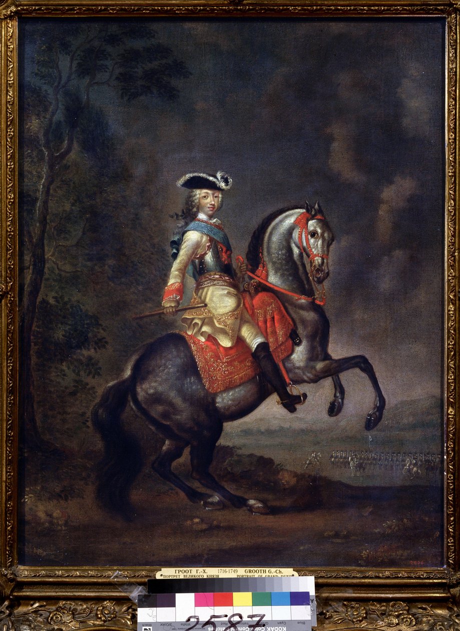 Suurherttua Pietari III:n (1728-1762) muotokuva (Suurruhtinas Pietari III:n muotokuva). Georg Christoph Groothin (1716-1762) maalaus öljy kankaalle tekijältä Georg Christoph Grooth