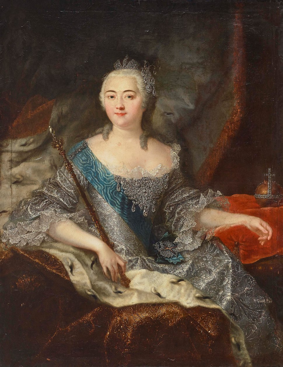 Venäjän keisarinna Elisabetin muotokuva 1709-1762, 1740-luku. tekijältä Georg Christoph Grooth