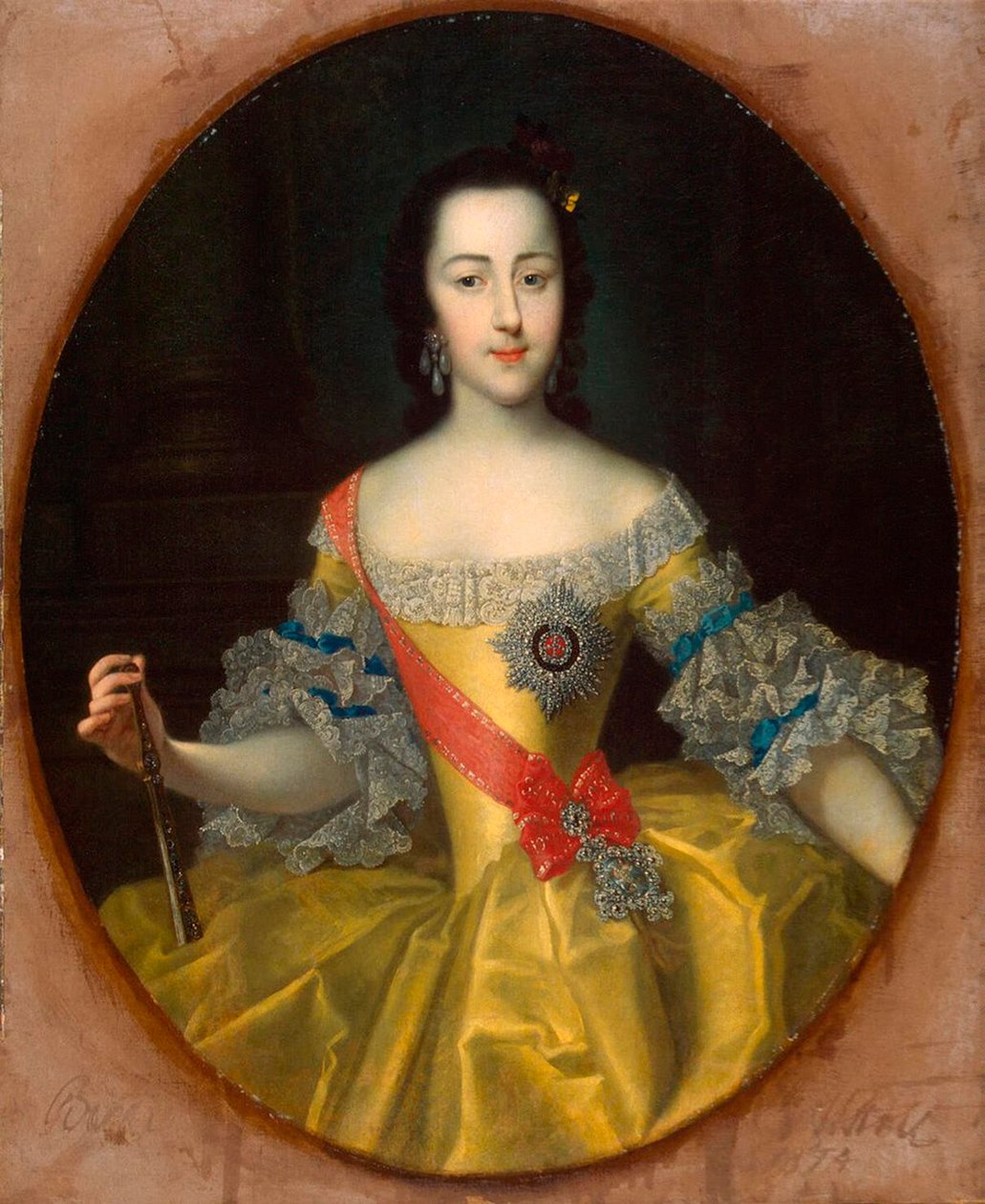 Suurherttuatar Jekaterina Aleksejevnan muotokuva, 1729-1796, n. 1745. tekijältä Georg Christoph Grooth