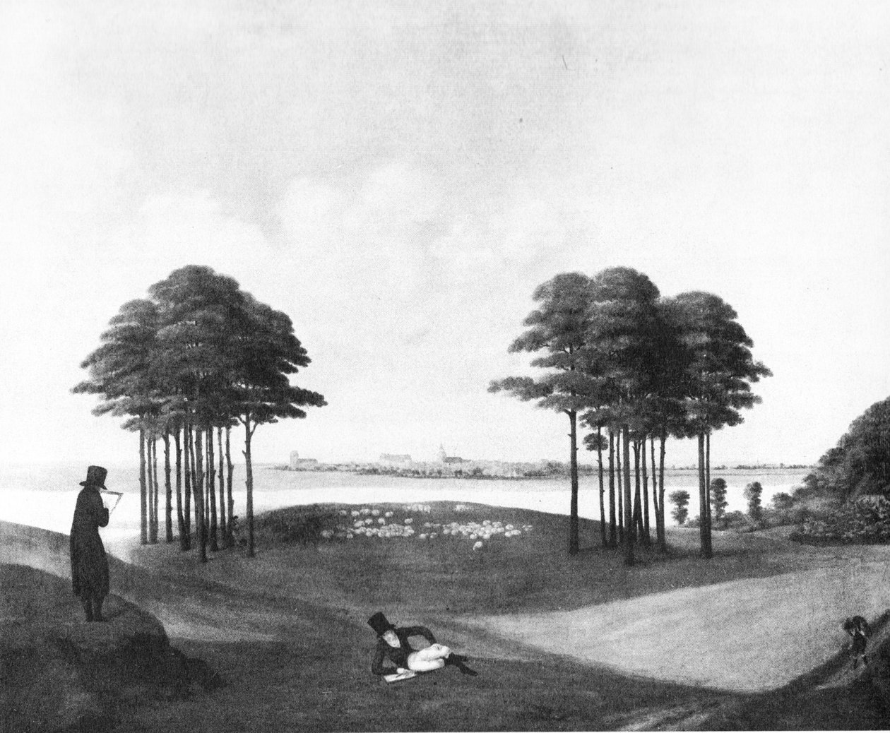 Näkymä Güstrowin kaupunkiin tekijältä Georg Friedrich Kersting