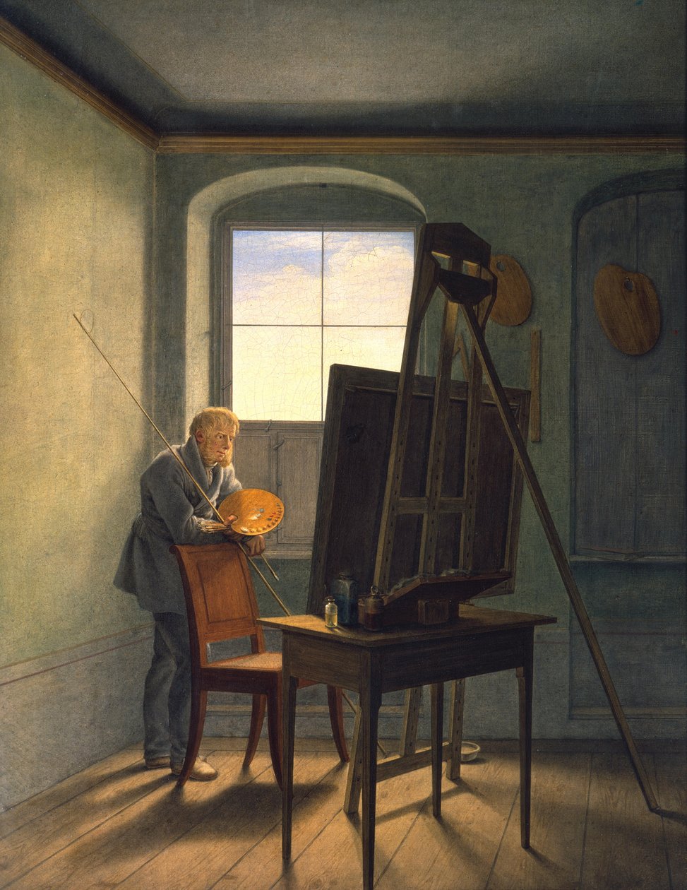 Saksa: Caspar David Friedrich ateljeessaan Caspar David Friedrich ateljeessaan (1812) tekijältä Georg Friedrich Kersting