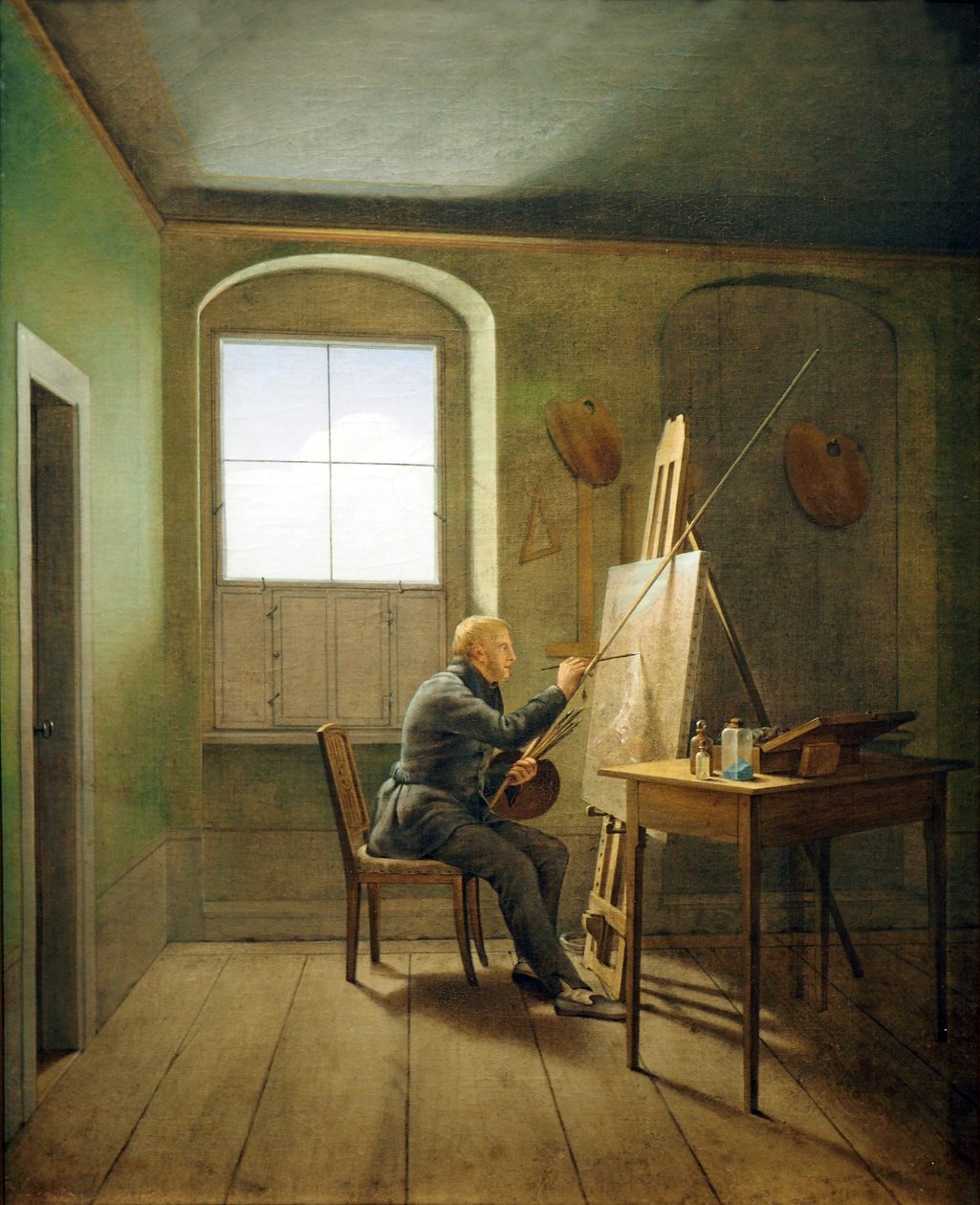 Saksa: Caspar David Friedrich ateljeessaan Caspar David Friedrich ateljeessaan (1811) tekijältä Georg Friedrich Kersting