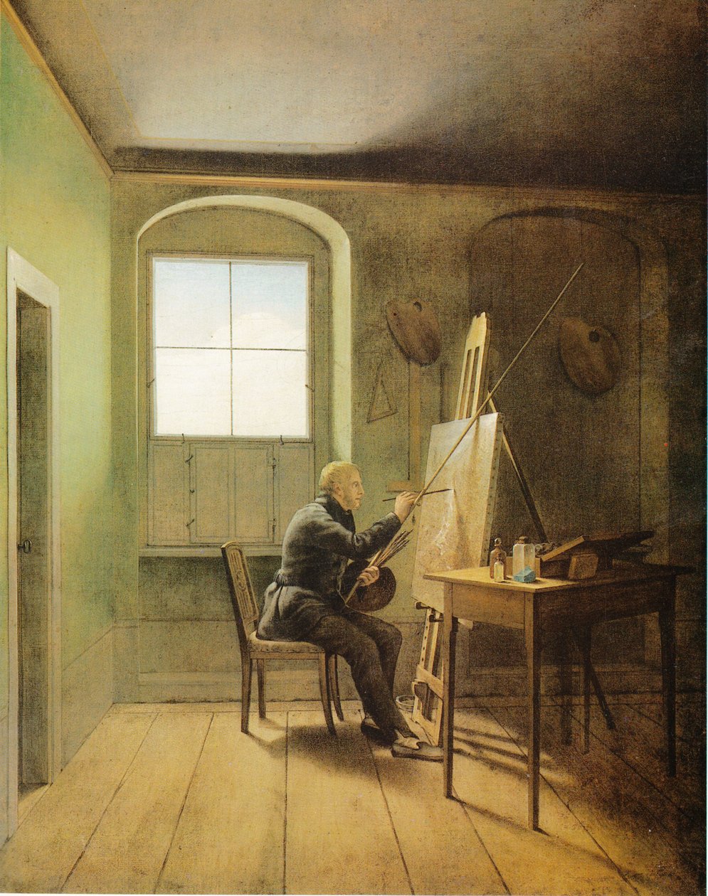 Saksa: Caspar David Friedrich ateljeessaan Caspar David Friedrich ateljeessaan (1811) tekijältä Georg Friedrich Kersting