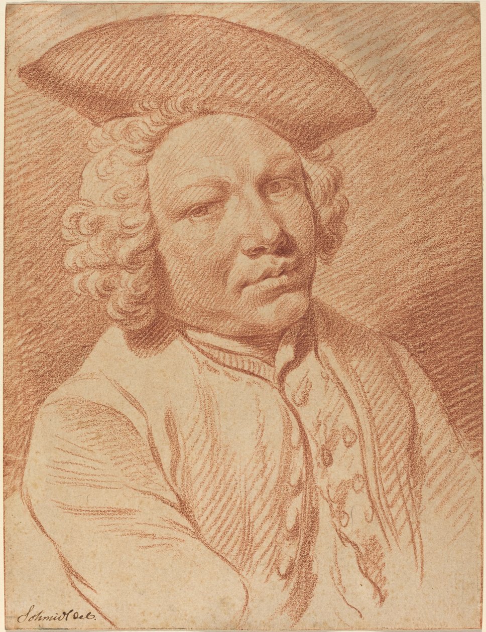 Tricorn-hatussa pukeutuneen miehen muotokuva tekijältä Georg Friedrich Schmidt