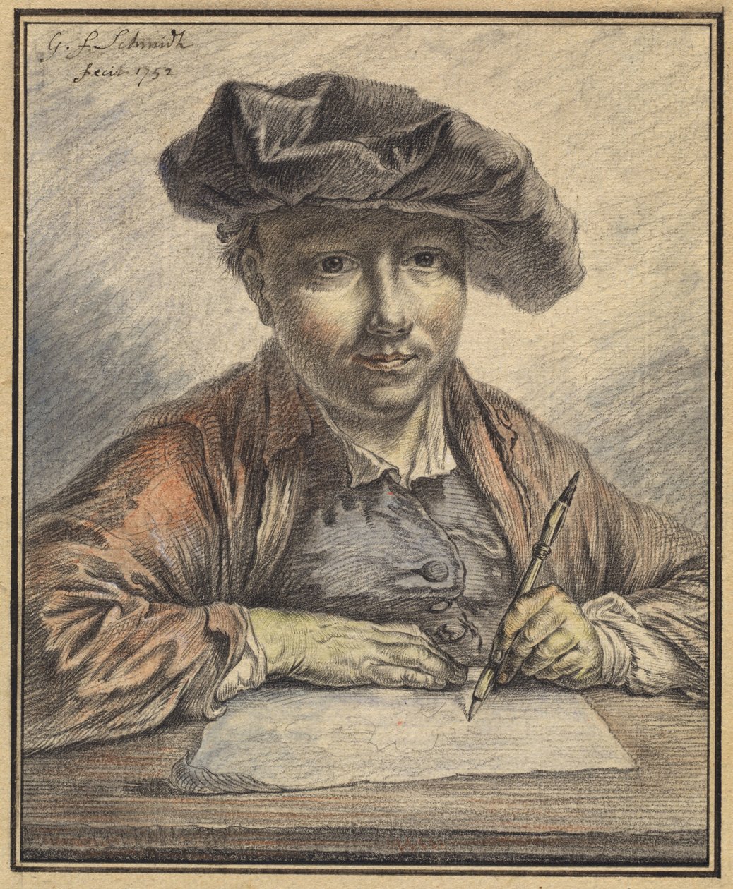 Omakuvan luonnostelu tekijältä Georg Friedrich Schmidt