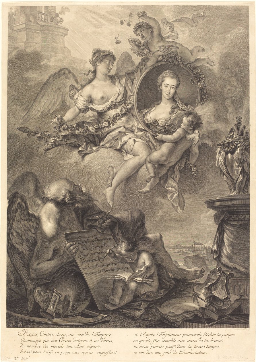 Louise Albertine de Brandt, Baroness von Grapendorf tekijältä Georg Friedrich Schmidt, after Pierre Le Sueur