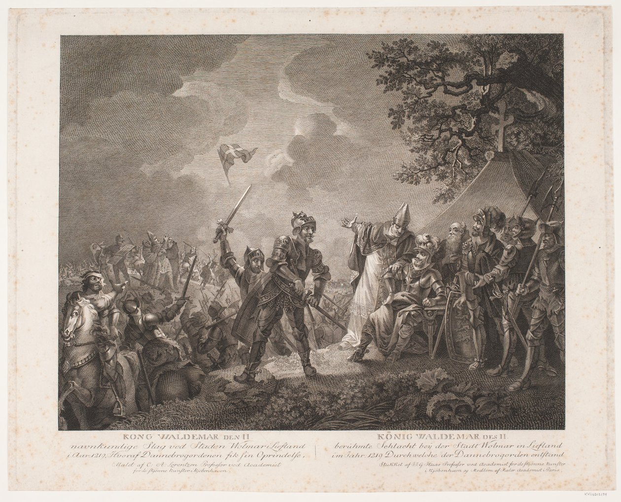 Kuningas Valdemar II:n kuuluisa taistelu Wolmarin kaupungissa Latviassa, 1219 tekijältä Georg Haas
