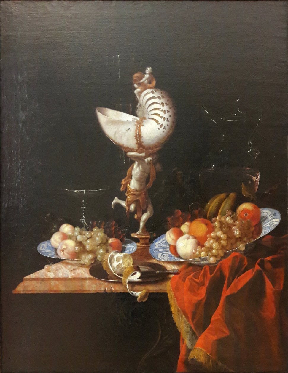 Saksa: Stillleben mit Nautiluspokal Still life with a nautilus cup (Stillelämää nautiluspokaalin kanssa) tekijältä Georg Hainz