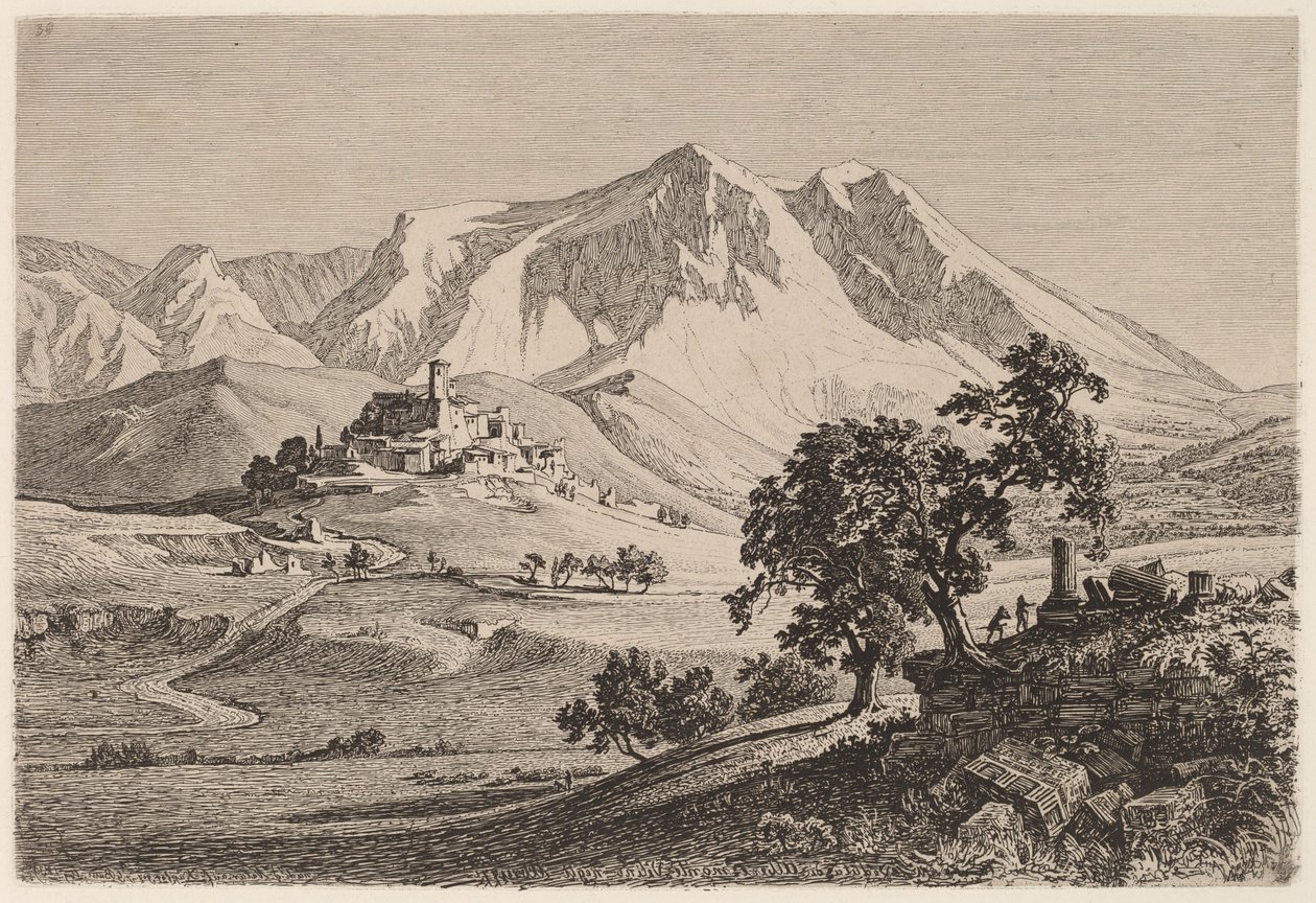 Näkymä Albe ja Monte Velino Abruzzissa tekijältä Georg Heinrich Busse