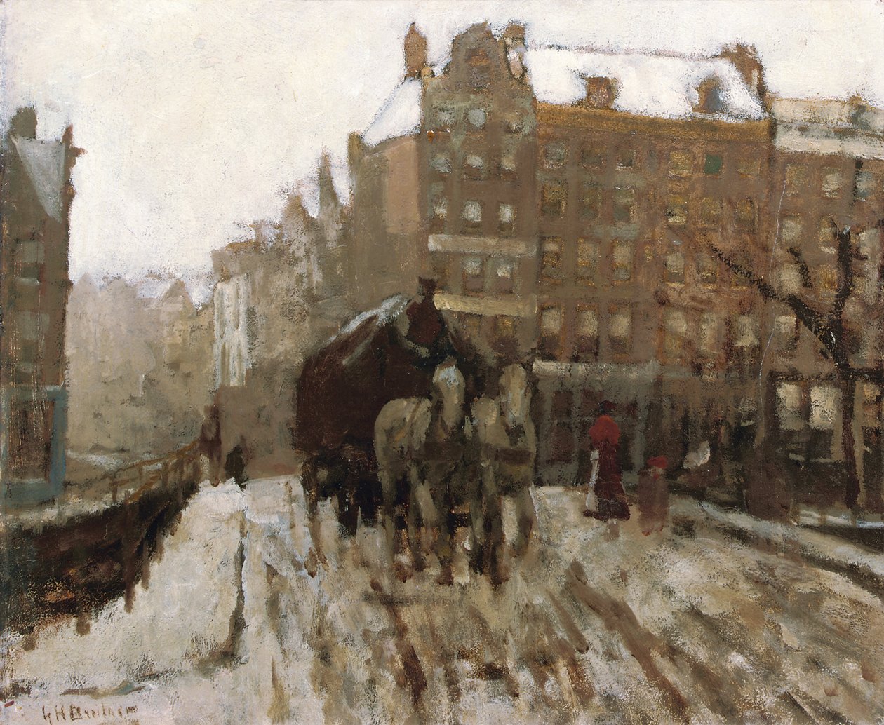 Silta Singel-kanavan yli Paleisstraatin varrella, Amsterdam, noin 1895-1900 tekijältä Georg Hendrik Breitner
