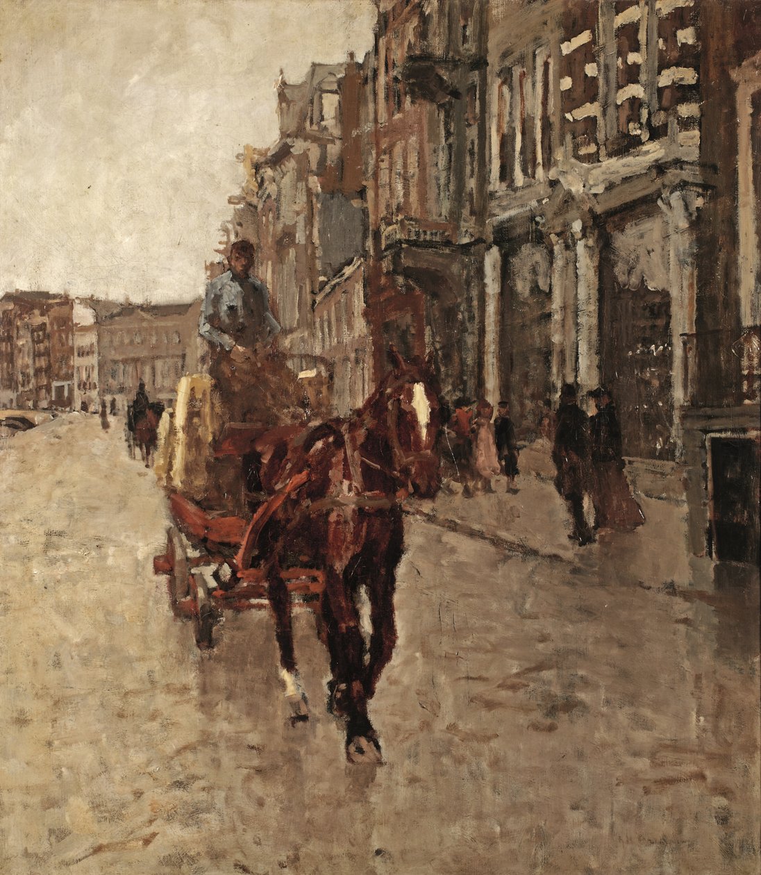 Rokin Westzijde: hevoskärryt Rokinilla, Amsterdam. tekijältä Georg Hendrik Breitner