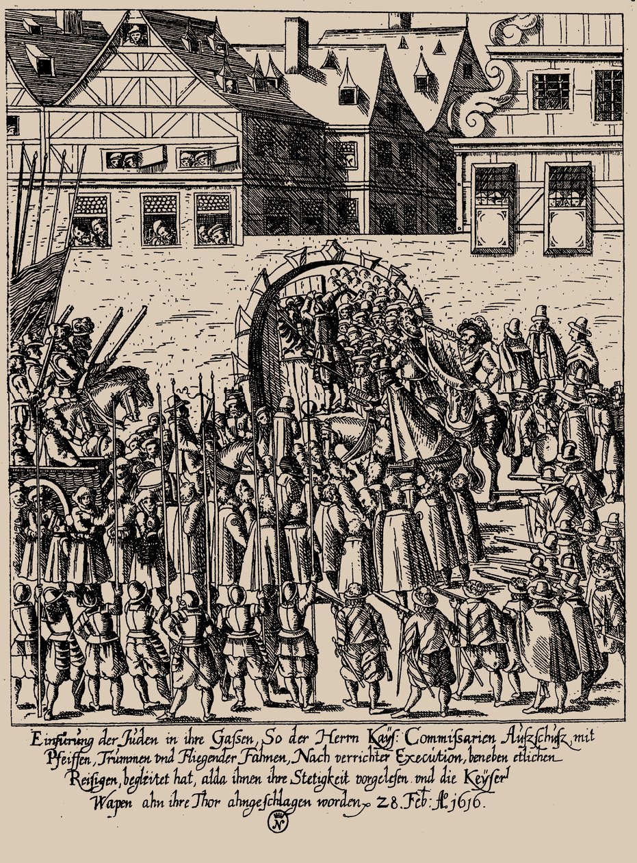Fettmilchin nousu. Juutalaisten palauttaminen Frankfurtissa 28. helmikuuta 1616, n. 1616-1617. tekijältä Georg Keller