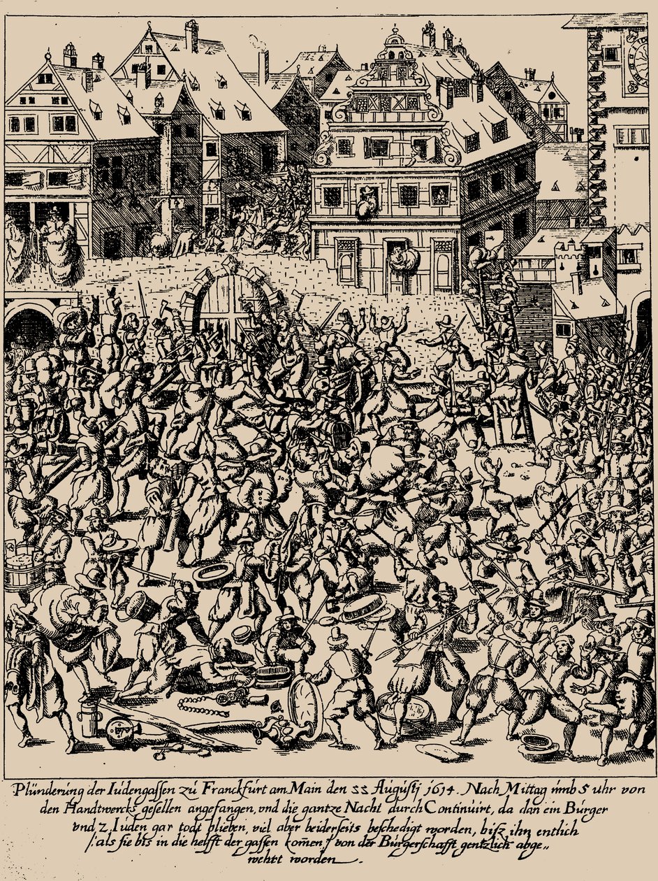 Fettmilchin nousu. Judengassen ryöstö Frankfurtissa 22. elokuuta 1614, n. 1616-1617 tekijältä Georg Keller