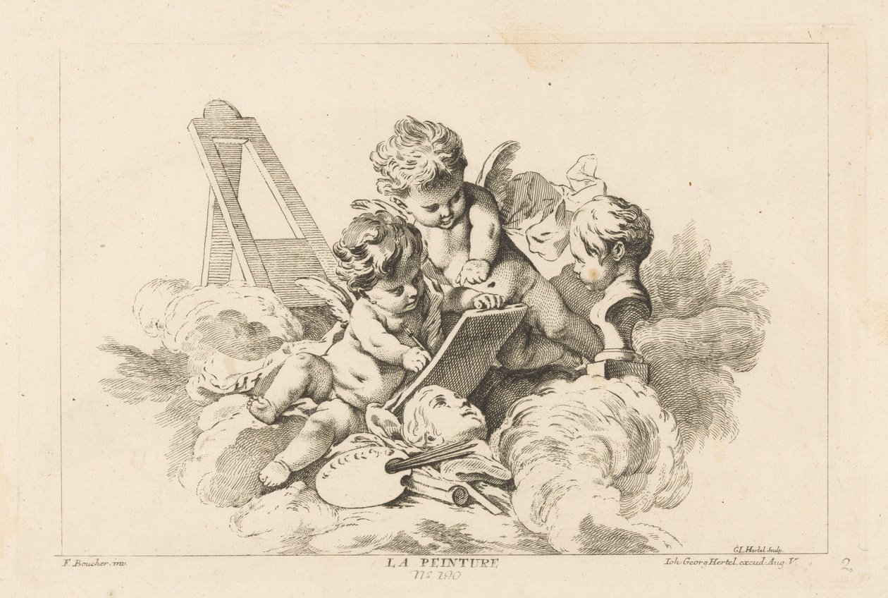 Schilderkunst La Peinture (otsikko esineessä) Livre des Arts (sarjan nimi) tekijältä Georg Leopold Hertel