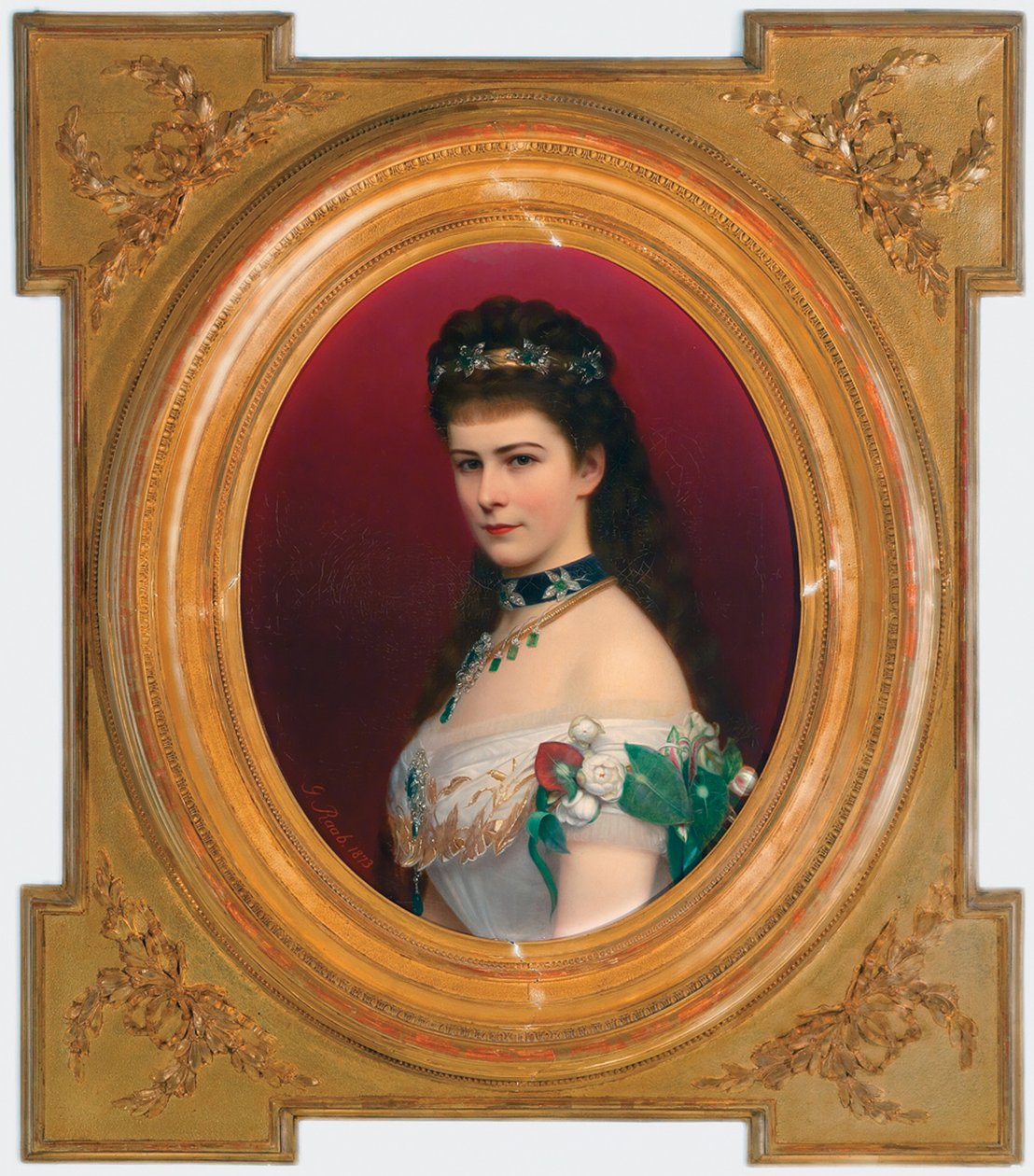 Muotokuva Elisabetista Baijerista Diademin kanssa ennen vuotta 1885 tekijältä Georg Martin Ignaz Raab